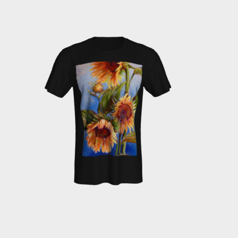 Black tshirt with sunflower decal