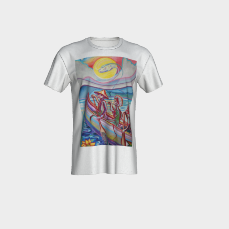 White tshirt with canoeist decal