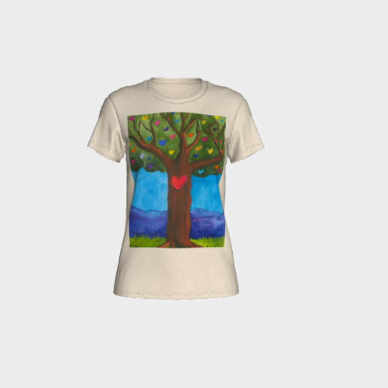 Cream womens tshirt with tree of life decal