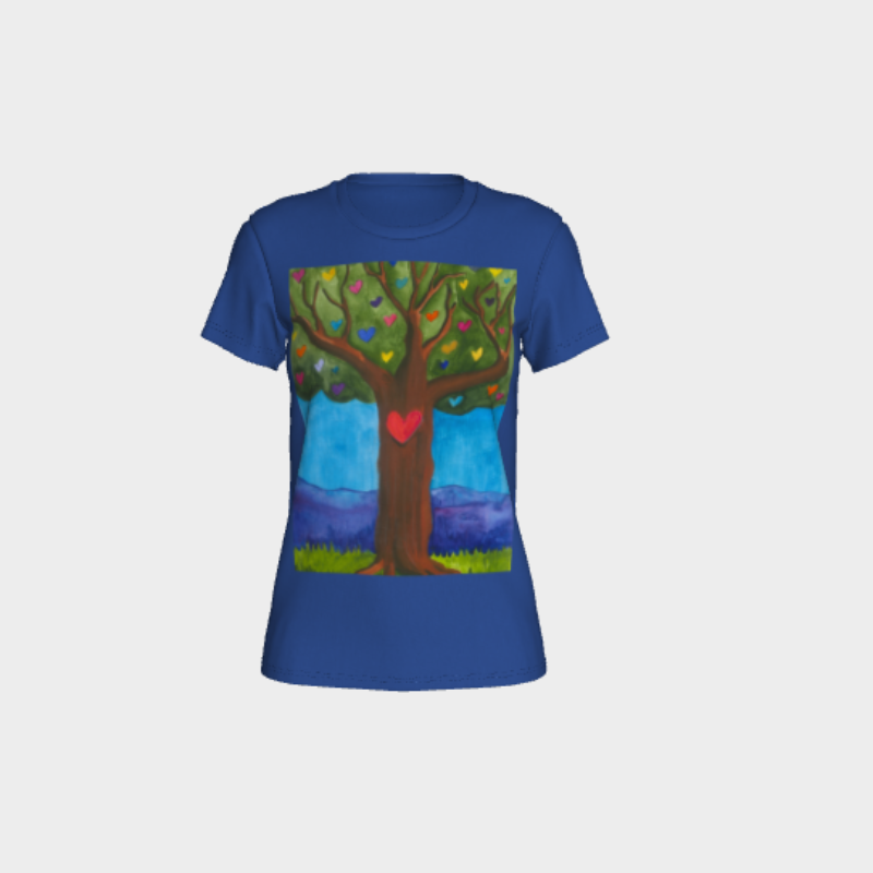 Royal blue womens tshirt with tree of life decal