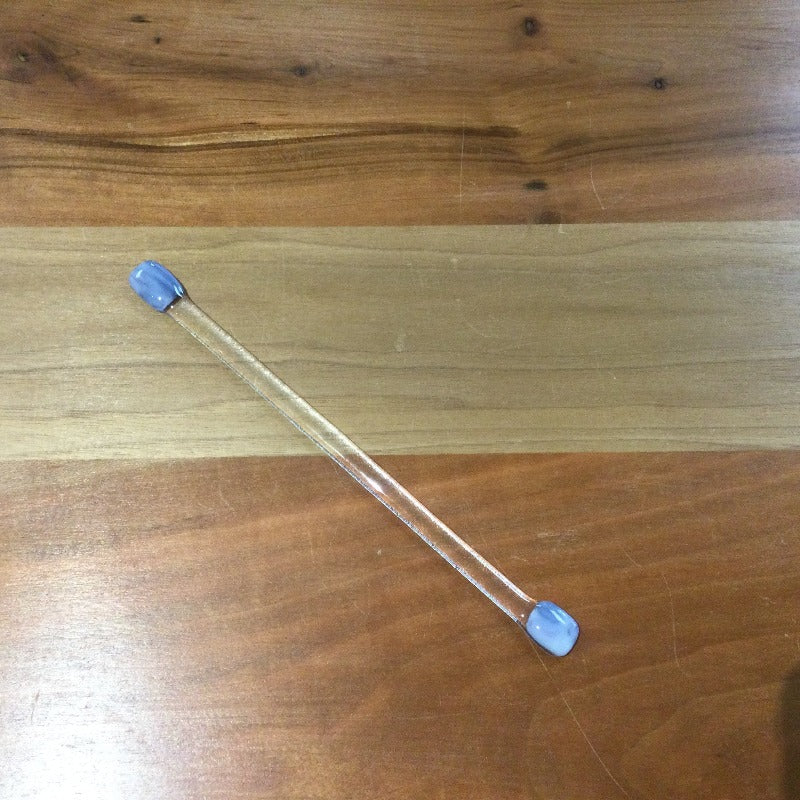 handmade glass swizzle stick with mauve tips