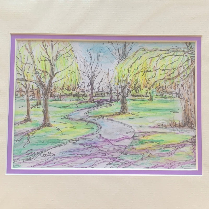 Path Through Trees Watercolour