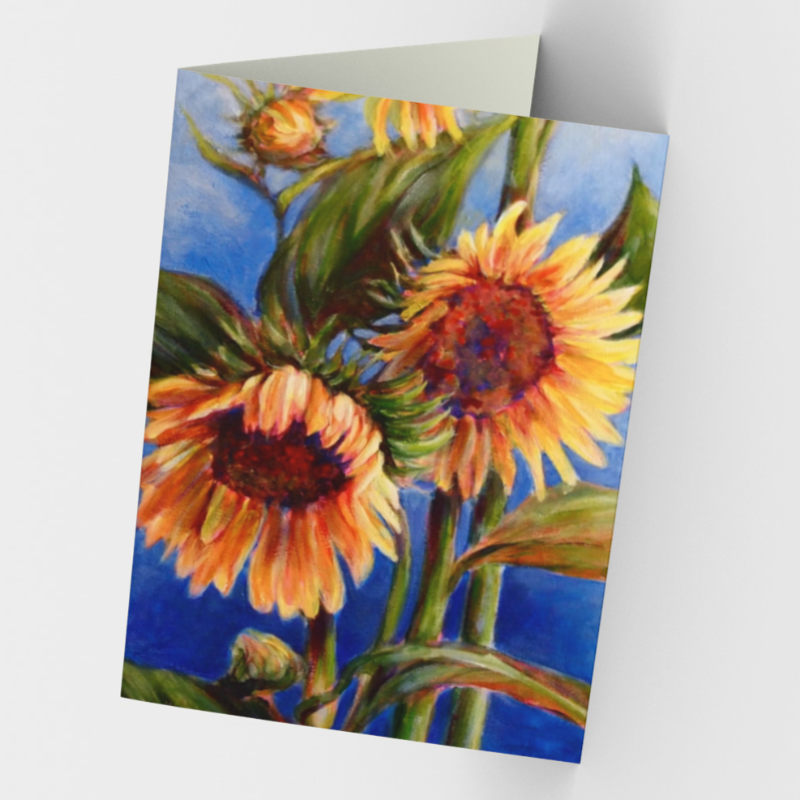 Stationery card with print of sunflowers